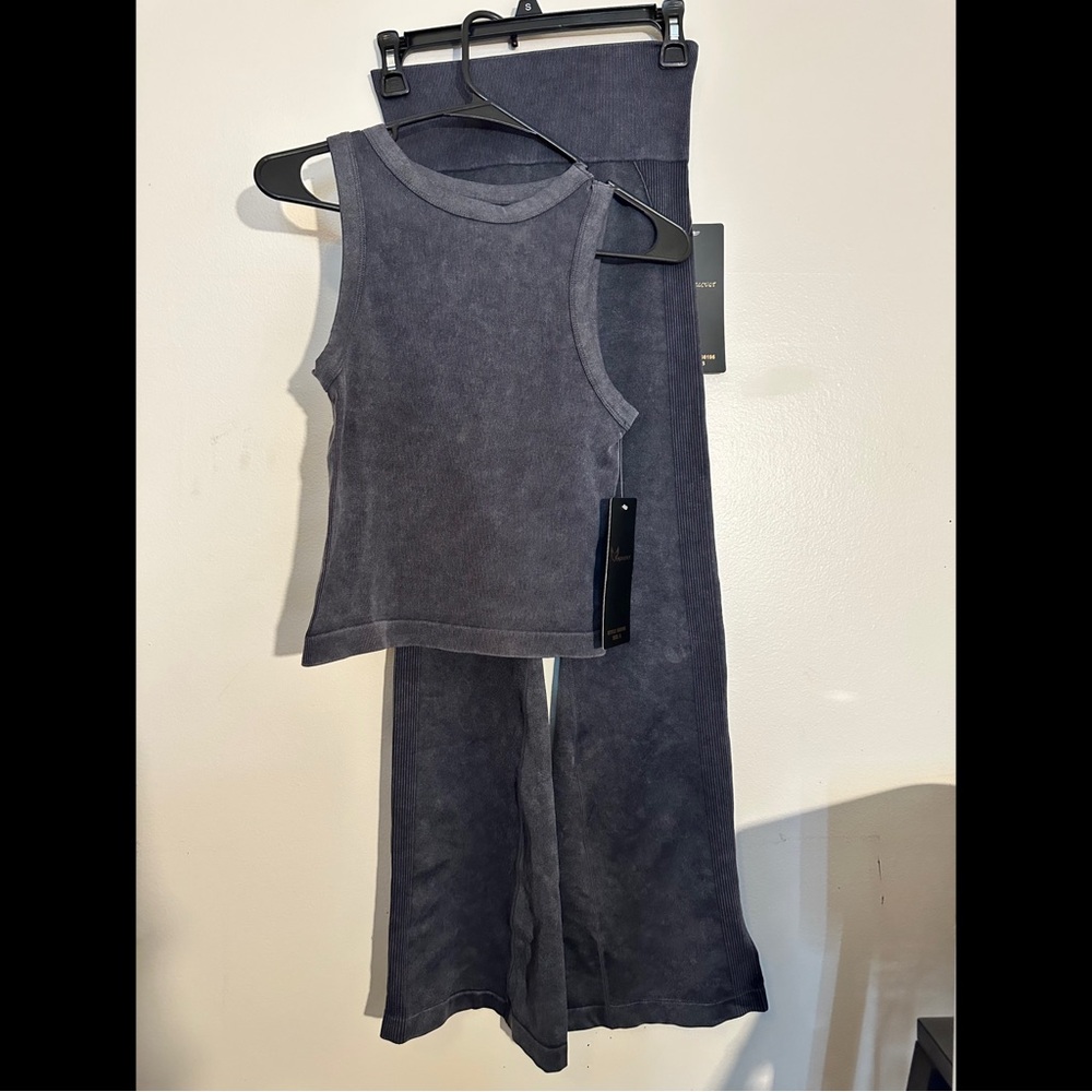 AngelCult Dark Gray Flare Pants & Top Set
